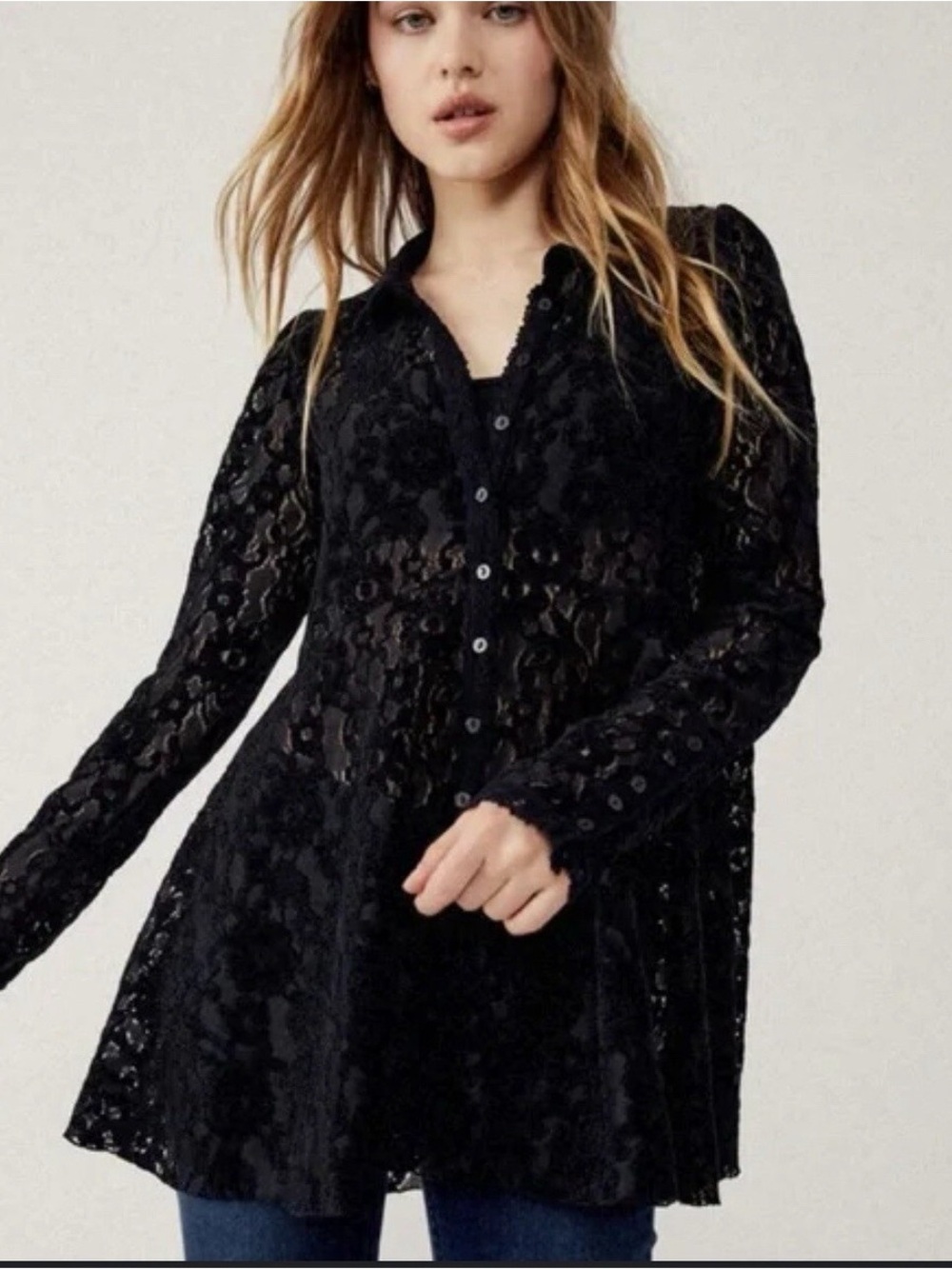 Free People Heather Lace Tunic size small